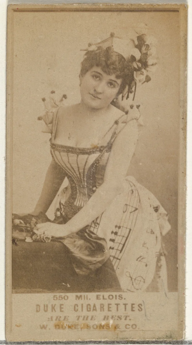 Card Number 550, Mlle. Elois, from the Actors and Actresses series (N145-7) issued by Duke Sons & Co. to promote Duke Cigarettes by W. Duke, Sons & Co., photograph, 1880-1889