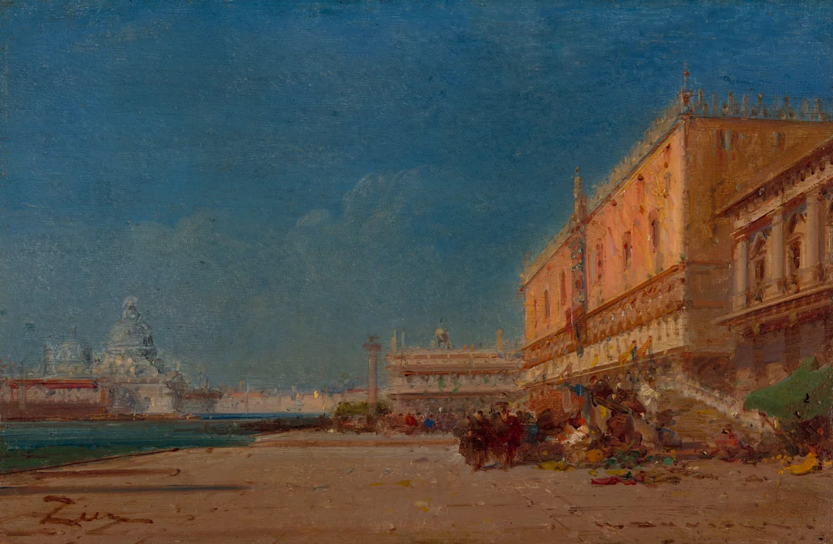 Venice from the Riva looking toward the Piazzale San Marco by Félix Ziem, painting, 1885-1900