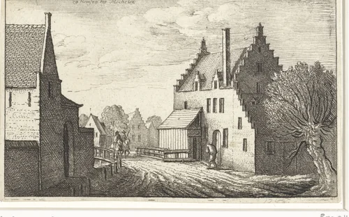 Dorpsstraat in Hemsen nabij Mechelen by Wenceslaus Hollar, print, 1664