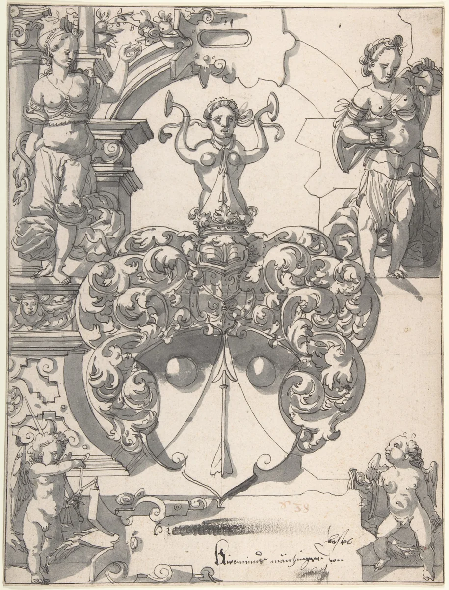 Design for Stained Glass by Hans Jakob Plepp, drawing, 1585-1595