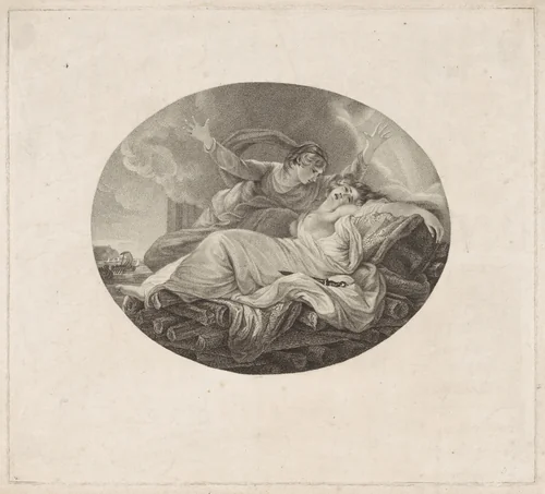Dido op de brandstapel by Willem van Senus, print, 1783-1851