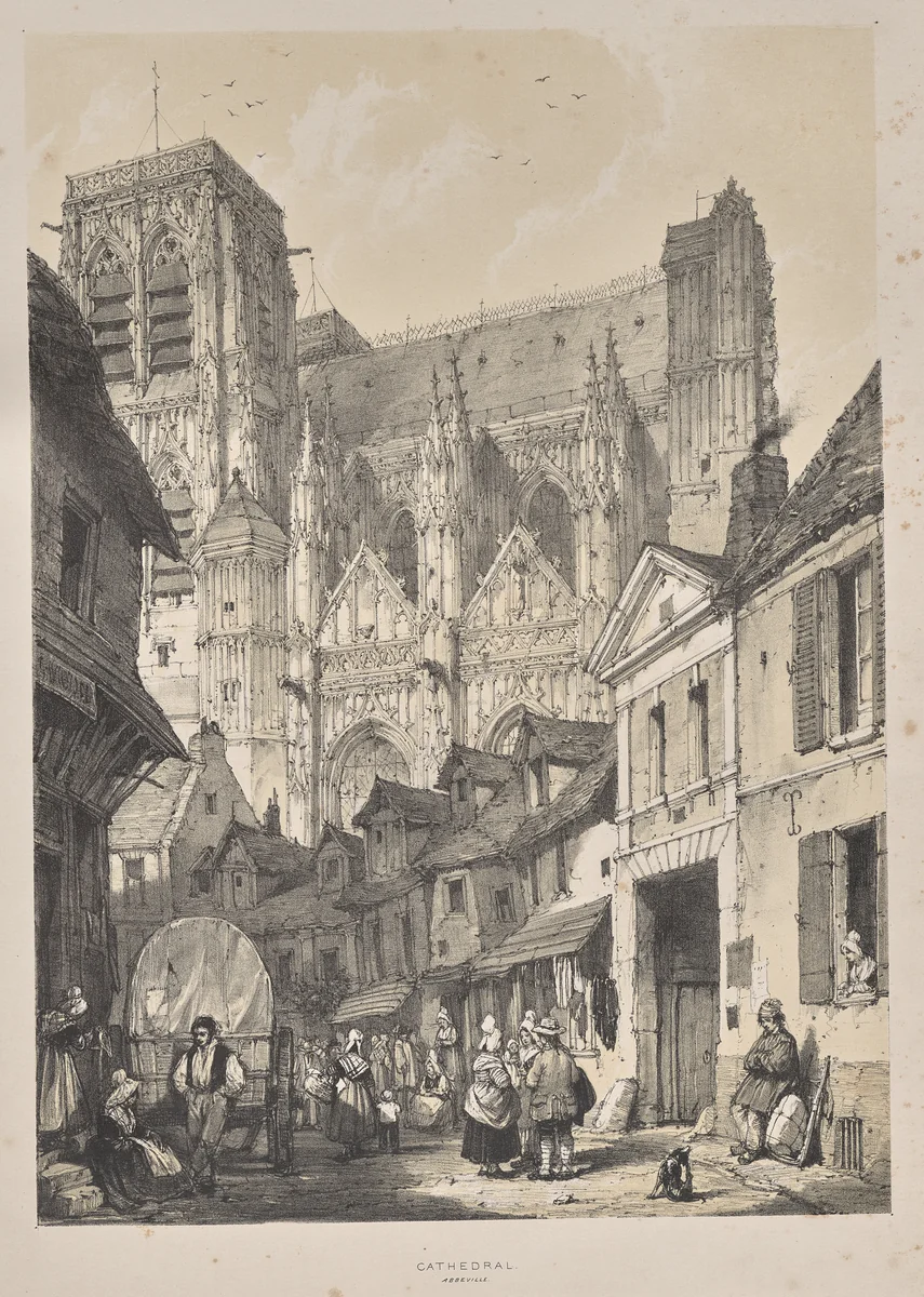 Architecture of the Middle Ages: Cathedral, Abbeville by Joseph Nash, print, 1838