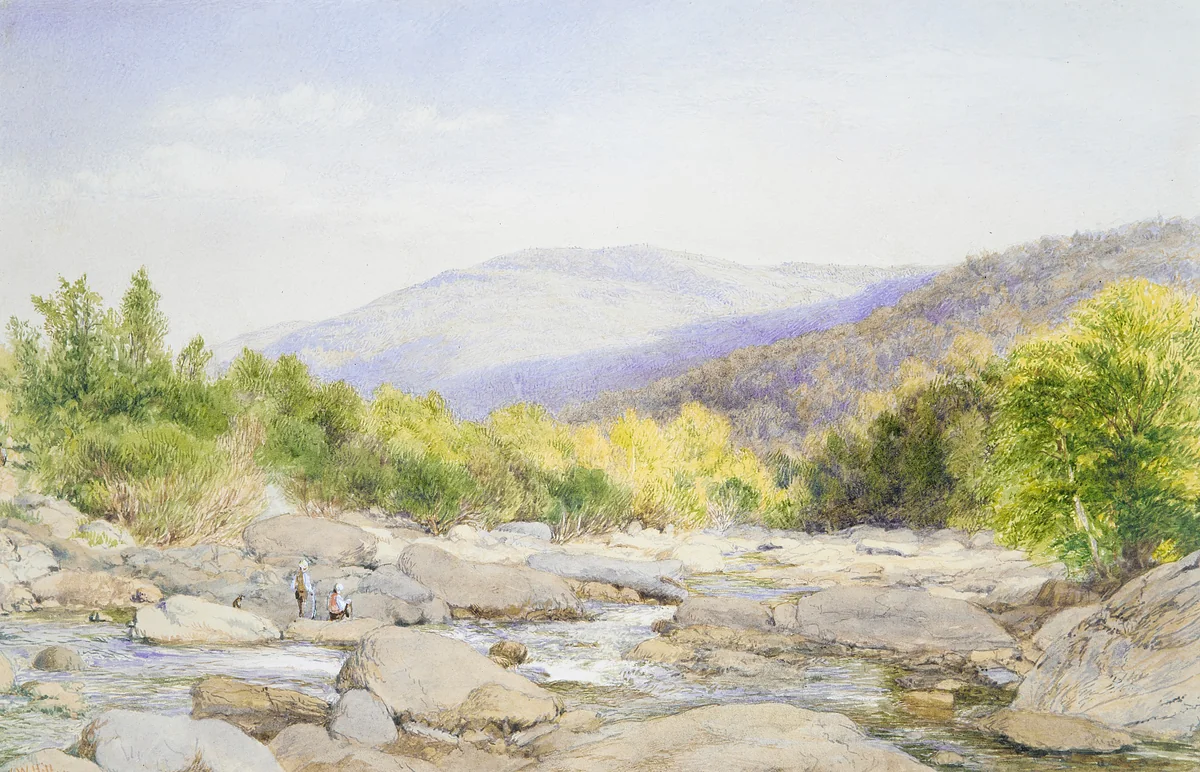 Landscape: View on Catskill Creek by John William Hill, artwork, 1867