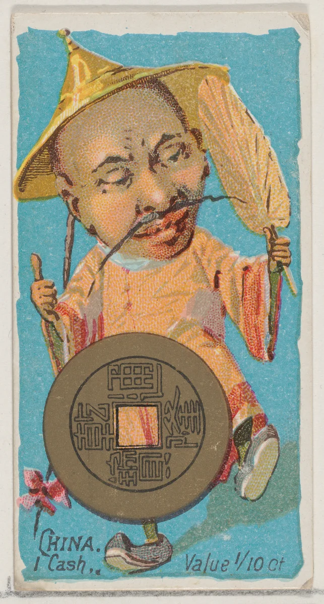 Caricatured Chinese figure, 1 Cash, from the series Coins of All Nations (N72, variation 2) for Duke brand cigarettes by W. Duke, Sons & Co., print, 1889