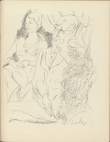 The Loge (Die Loge) (plate, page 153) from the periodical Münchner Blätter für Dichtung und Graphik, vol. 1, no. 10 (October 1919) by Rudolf Grossmann, periodical, 1919