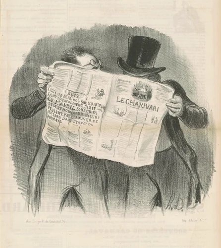 Le lecture du charivari by Honoré Daumier, print, 1800-1899