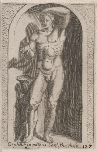 Orpheus (Orpheus in aedibus Card. Burghesij), from "Speculum Romanae Magnificentiae" by anonymous, print, 1530-1580