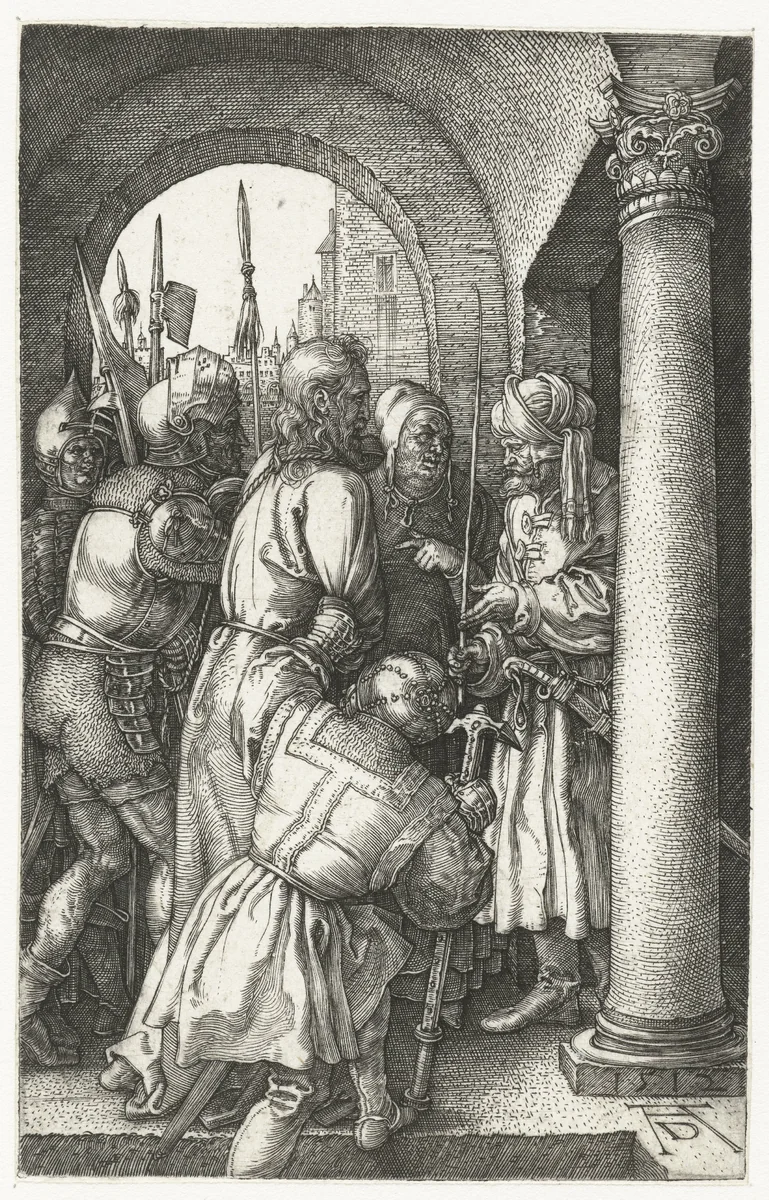 Christus voor Pilatus by Unknown, print, 1512