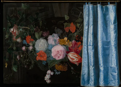 Trompe-l'Oeil Still Life with a Flower Garland and a Curtain by Adriaen van der Spelt
Frans van Mieris, painting, 1658