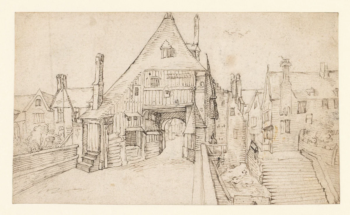 Stadspoort by anonymous, drawing, 1590-1599