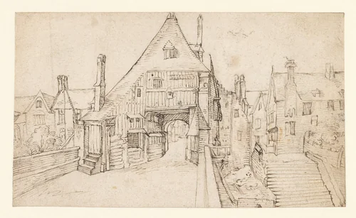 Stadspoort by anonymous, drawing, 1590-1599