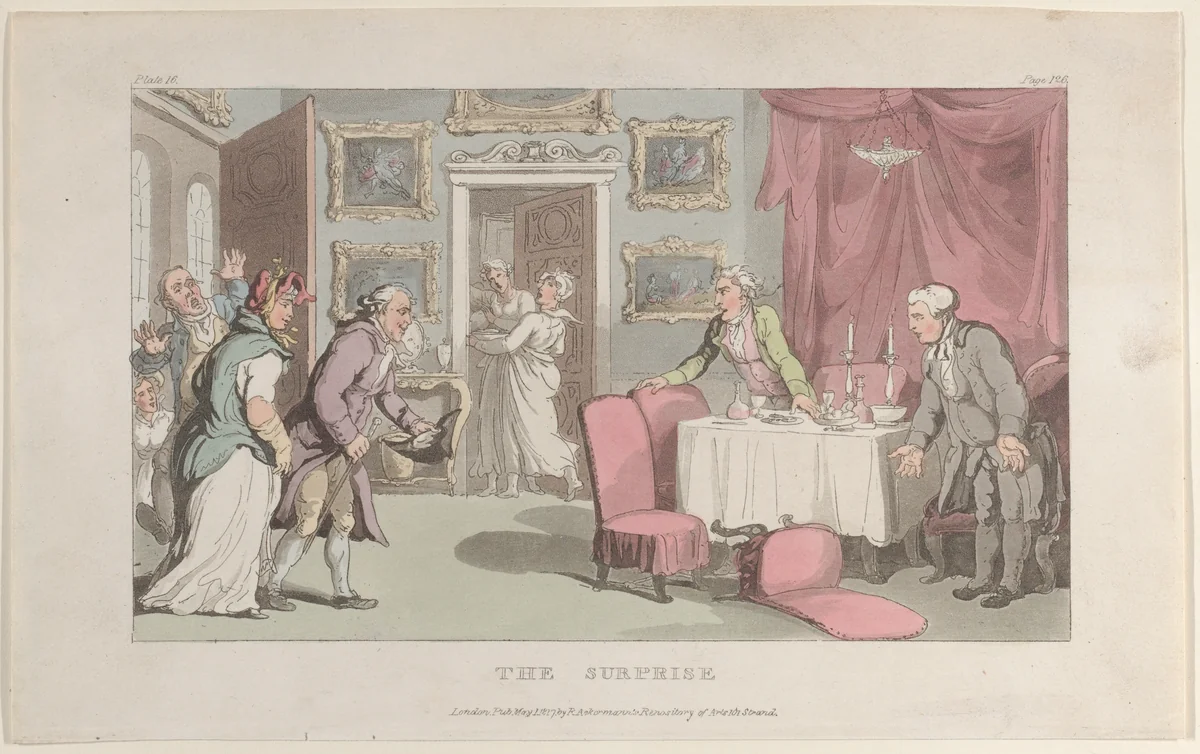 The Surprise by Thomas Rowlandson, print, 1817