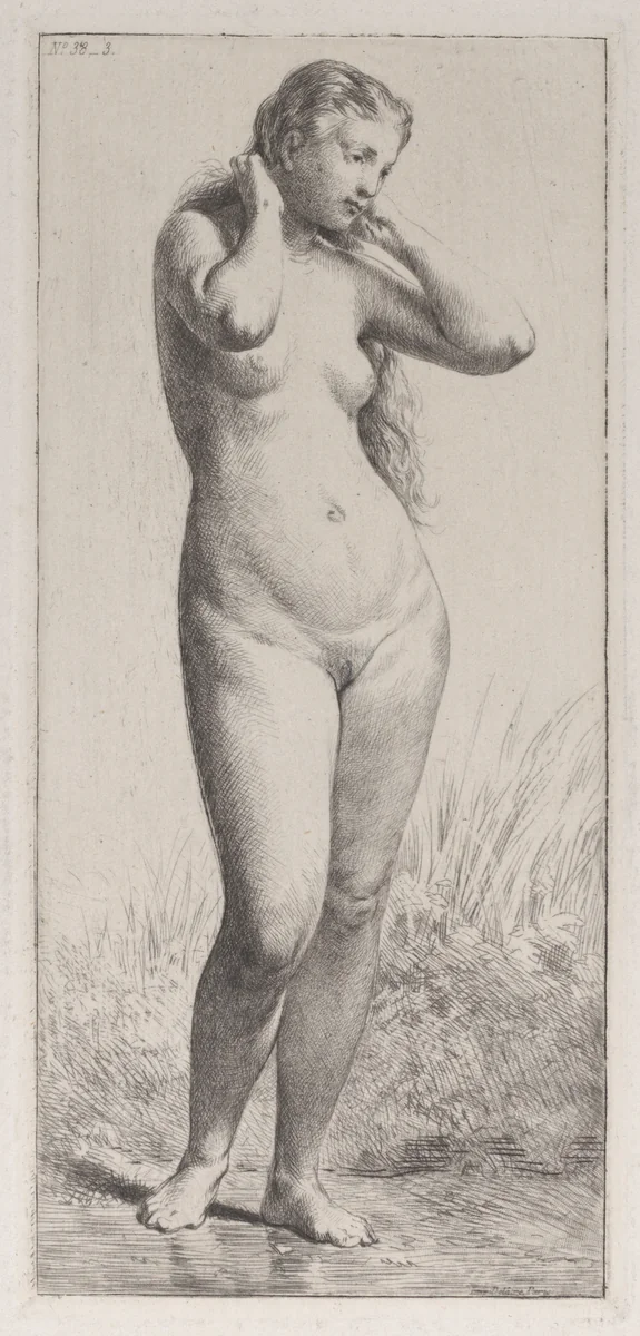 The Young Bather by Charles Jacque, print, 1843