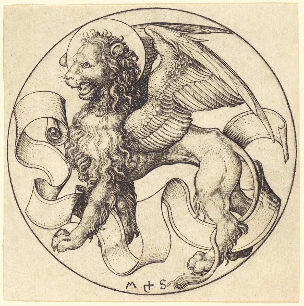 The Lion of Saint Mark by Martin Schongauer, print, 1490