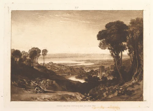 Junction of Severn and Wye, part VI, plate 28 from "Liber Studiorum" by Joseph Turner, print, 1811