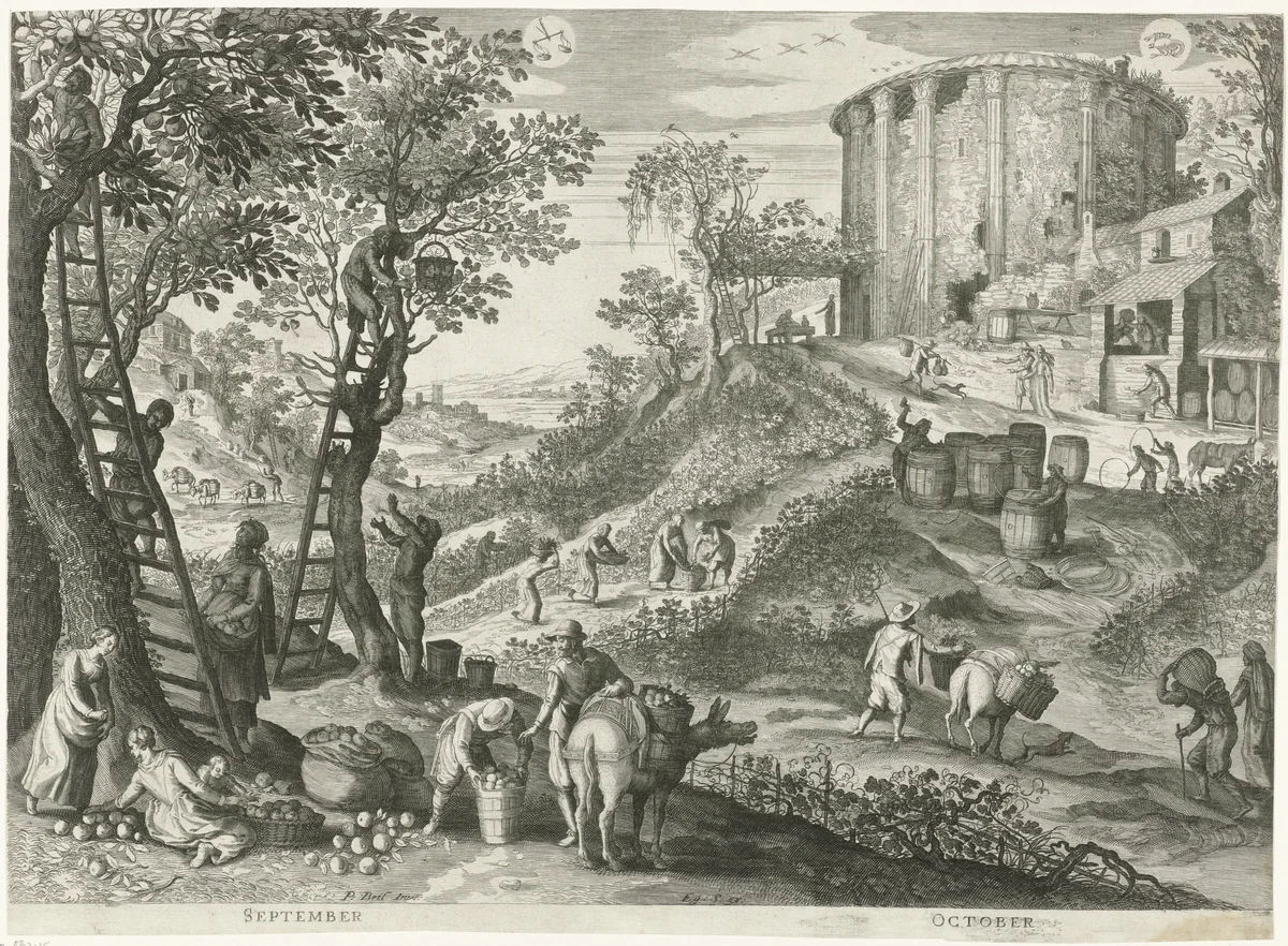 September en oktober by Aegidius Sadeler, print, 1615
