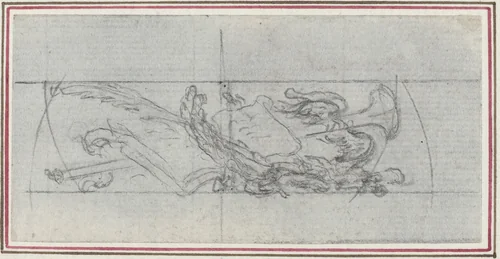 An Ornament with Symbols by Hubert François Gravelot, drawing, 1699-1773