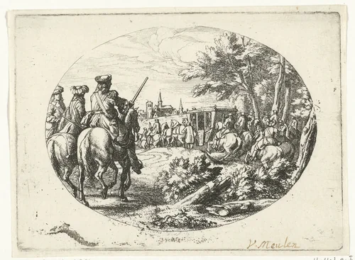 Belegering van een stad by Jan van Huchtenburg, print, 1674-1733