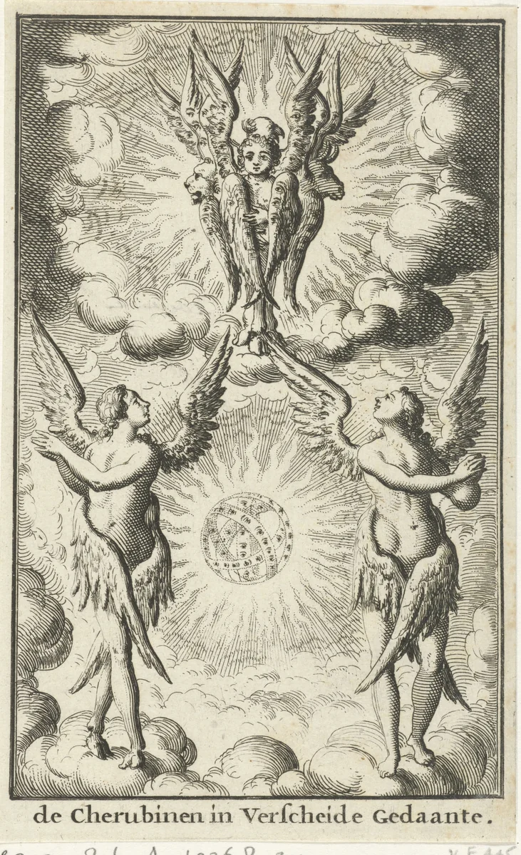 Verschillende cherubijnen by Jan Luyken, print, 1683