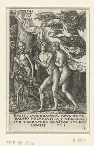 Adam en Eva uit het Paradijs verdreven by Unknown, print, 1541
