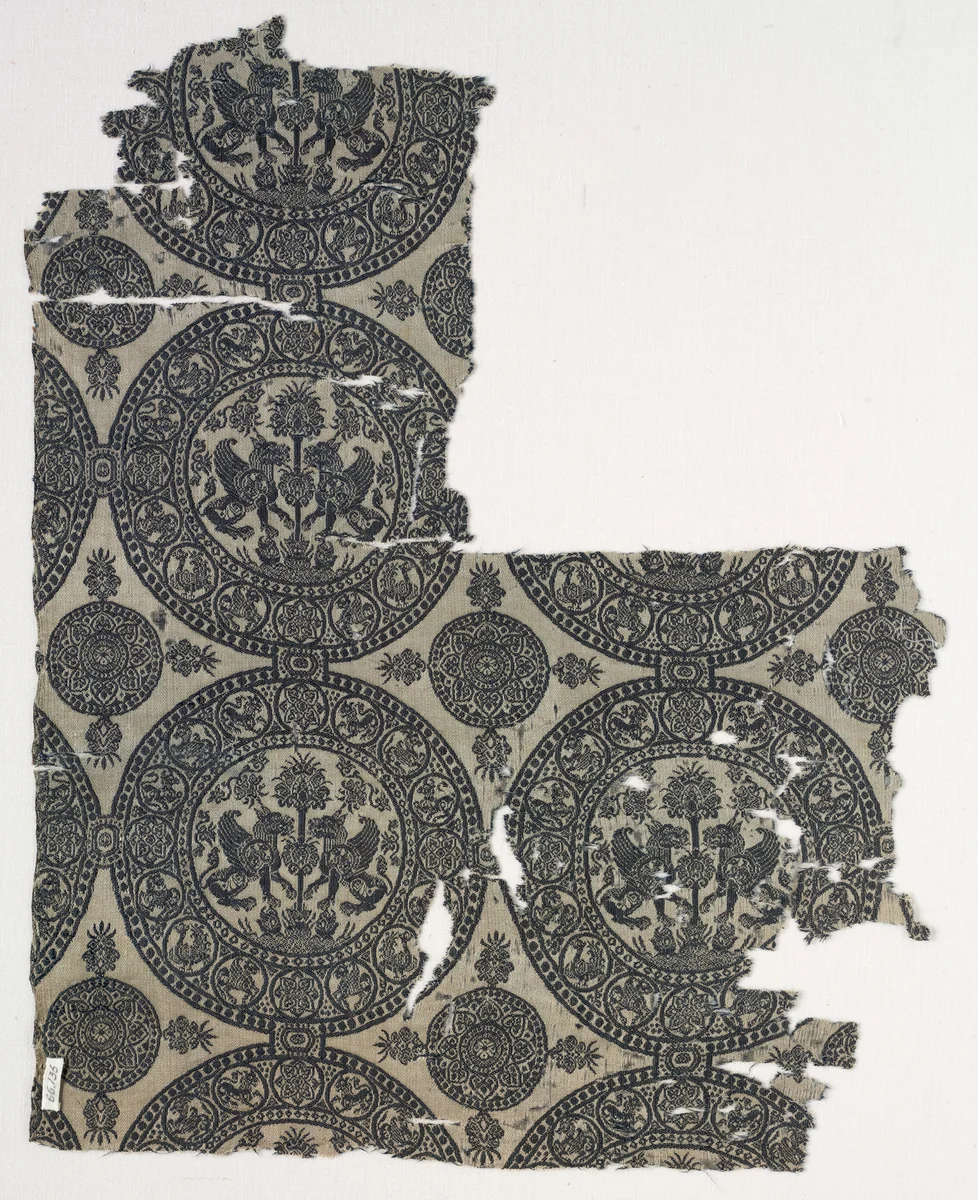 Fragments with Griffins in Roundels by Unknown, textile, 1100-1966