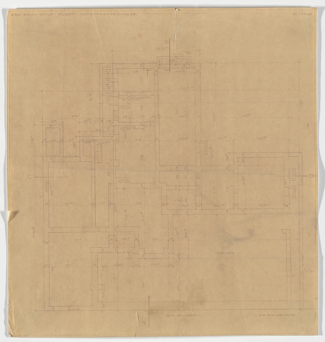 Wolf House, Gubin, Poland (Basement plan [final version]) by Ludwig Mies van der Rohe, mies van der rohe archive, 1925
