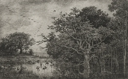 The Marsh with Storks by Charles-François Daubigny, print, 1846-1856