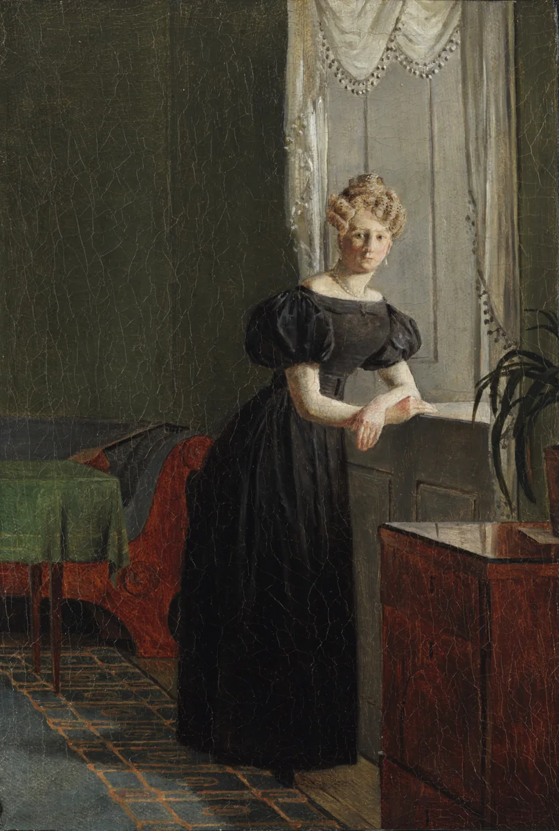 Sophie Købke (later Sophie Krohn, 1807–1853), the Artist's Sister, in the Hall at Kastellet by Christen Købke, painting, 1825-1835