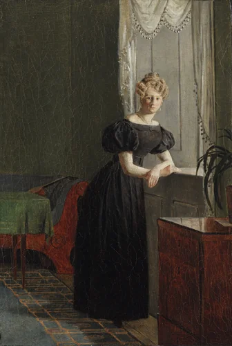 Sophie Købke (later Sophie Krohn, 1807–1853), the Artist's Sister, in the Hall at Kastellet by Christen Købke, painting, 1825-1835