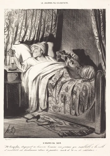 9 heures du soir by Honoré Daumier, print, 1839