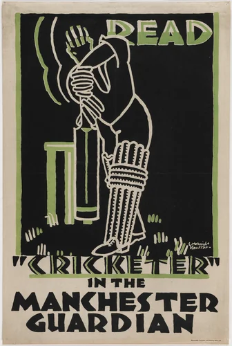 Read "Cricketer" in the Manchester Guardian by E. McKnight Kauffer, design, 1923
