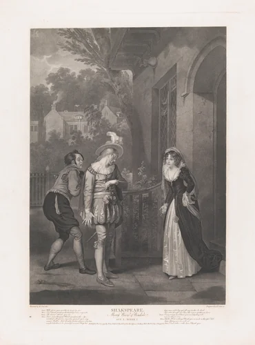 Anne Page, Slender and Shallow (Shakespeare, Merry Wives of Windsor, Act 1, Scene 1) by Peter Simon, print, 1792-1852