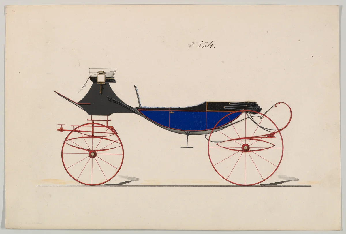 Design for Vis-à-vis/ Barouche, no. 824 by Brewster & Co., drawing, 1850-1870