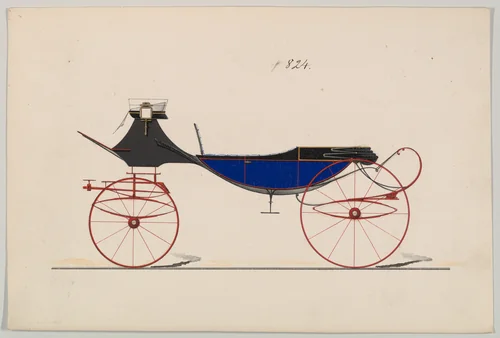 Design for Vis-à-vis/ Barouche, no. 824 by Brewster & Co., drawing, 1850-1870