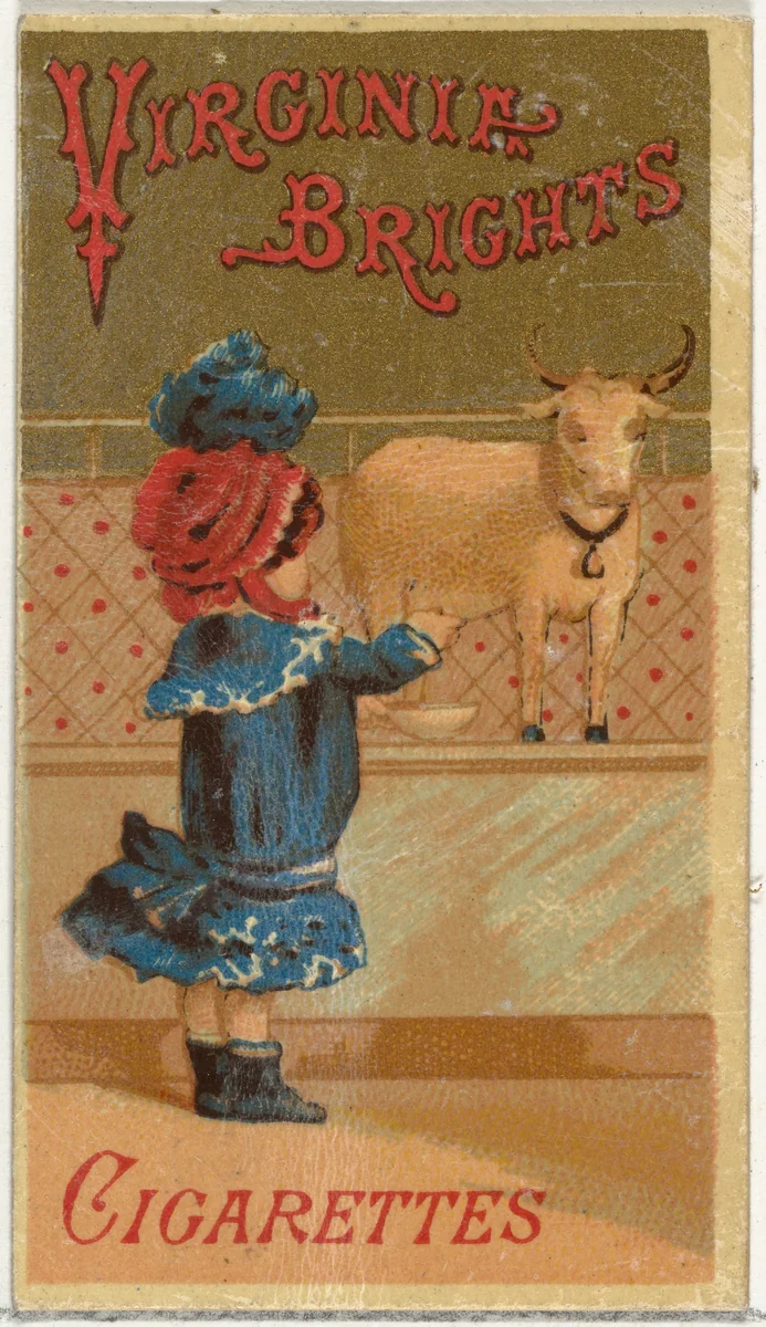 From the Girls and Children series (N64) promoting Virginia Brights Cigarettes for Allen & Ginter brand tobacco products by Allen & Ginter, print, 1886