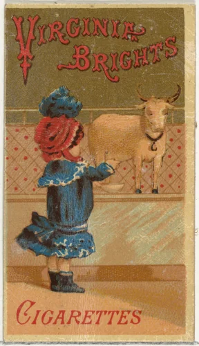 From the Girls and Children series (N64) promoting Virginia Brights Cigarettes for Allen & Ginter brand tobacco products by Allen & Ginter, print, 1886