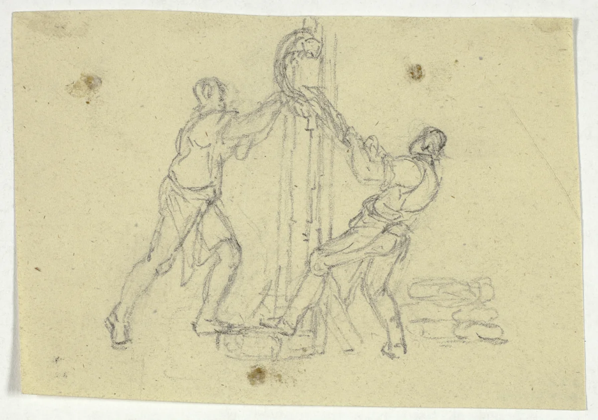 Two Workmen by William Henry Pyne, drawing, 1789-1843