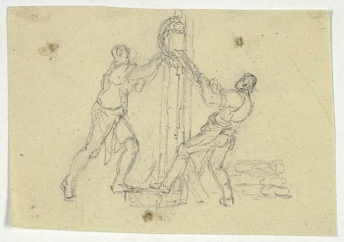 Two Workmen by William Henry Pyne, drawing, 1789-1843