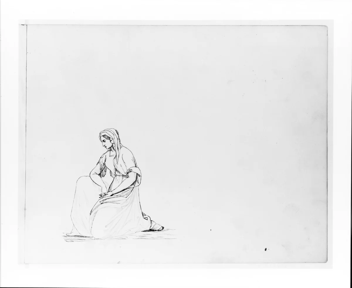 Kneeling Female Figure (from Sketchbook) by John Quincy Adams Ward, artwork, 1857-1860