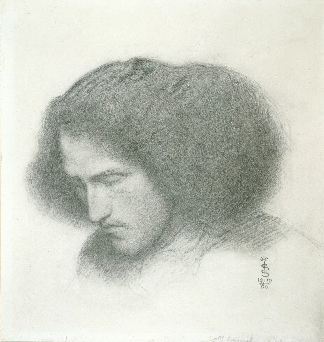 Self-Portrait by Simeon Solomon, drawing, 1860