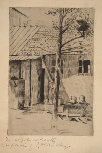 Dooryard, Buckets and Tree by Julian Alden Weir, print, 1852-1919