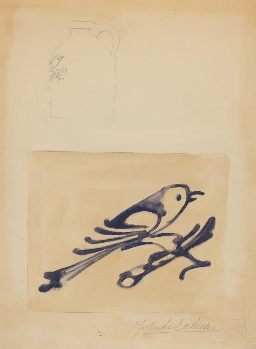 Jug by Yolande Delasser, index of american design, 1937
