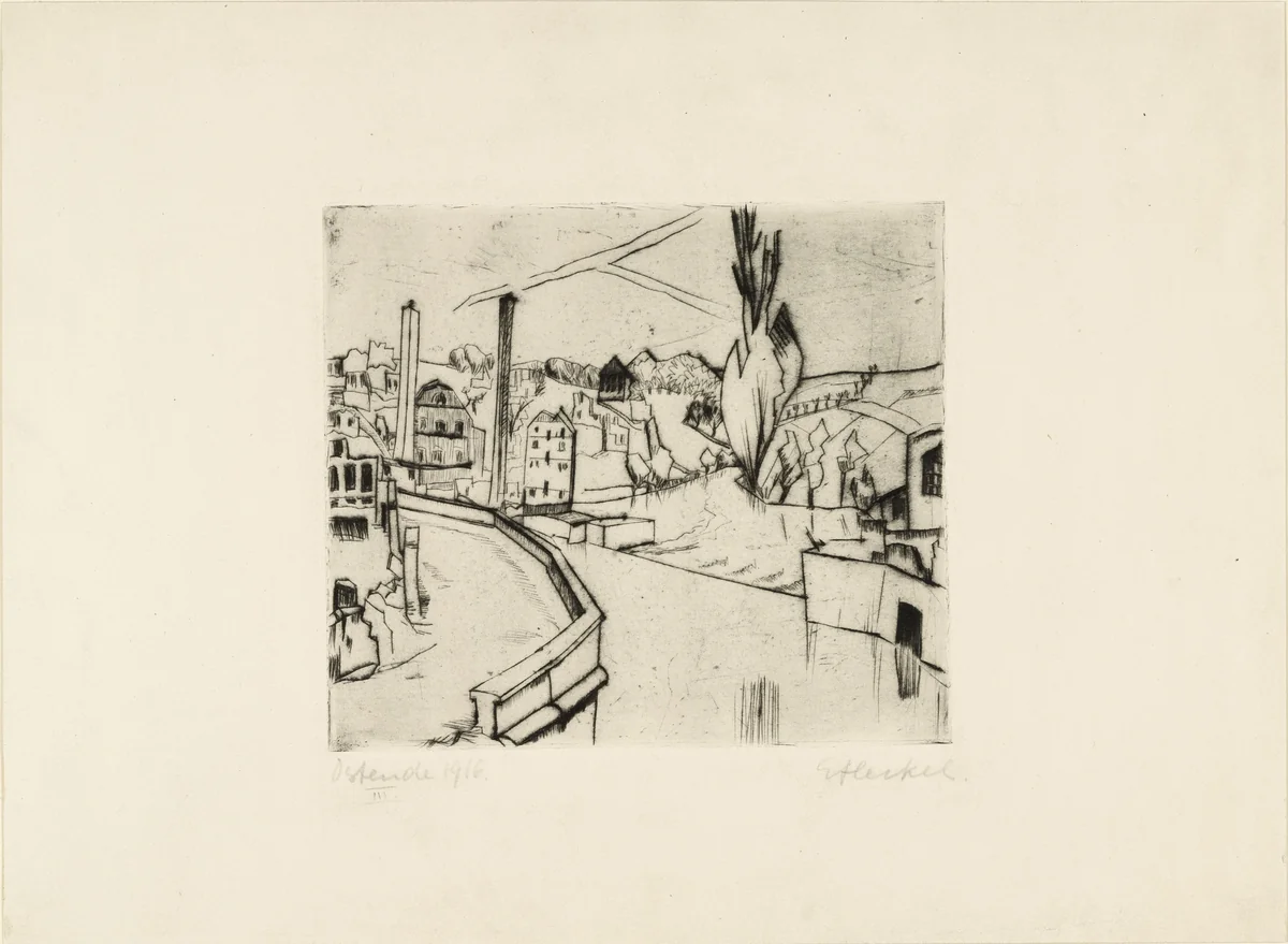 French River Landscape (Französische Flusslandschaft) by Erich Heckel, print, 1916