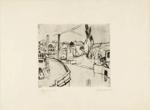 French River Landscape (Französische Flusslandschaft) by Erich Heckel, print, 1916