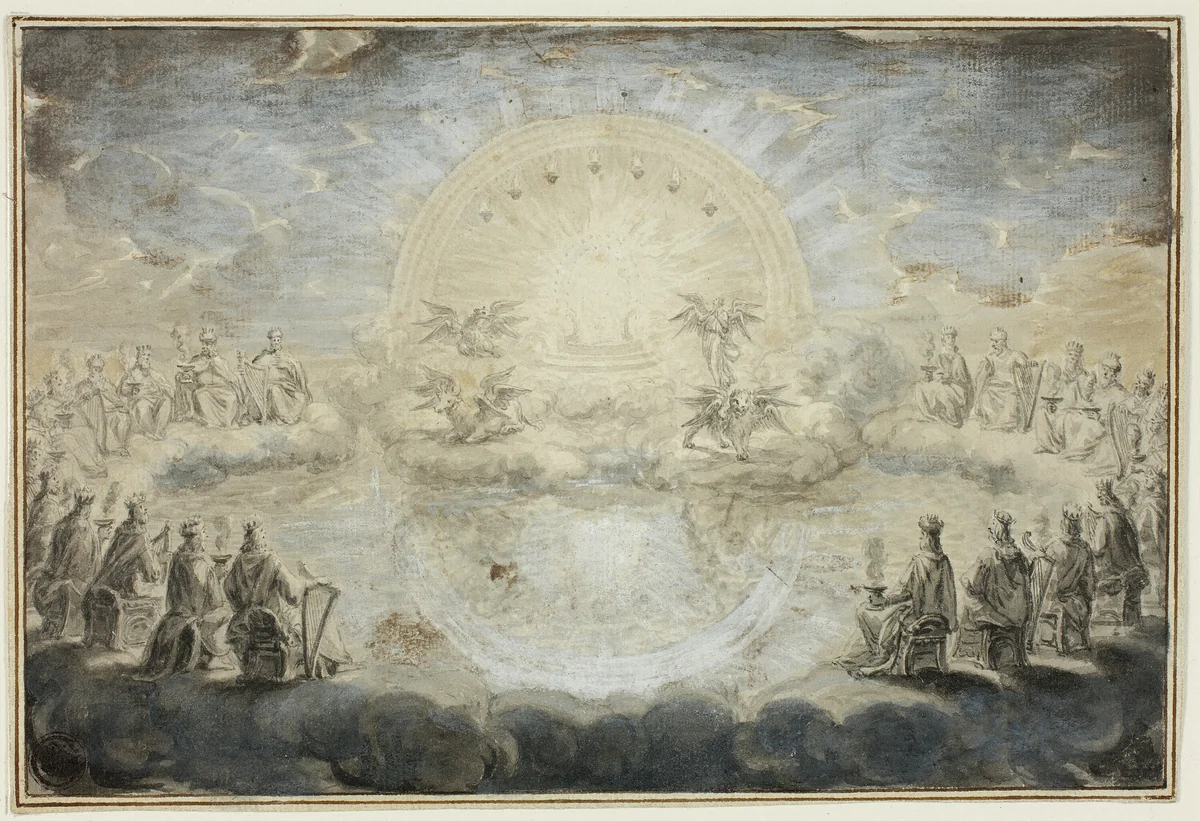 Scene from Revelations by Ottmar Elliger, drawing, 1686-1735