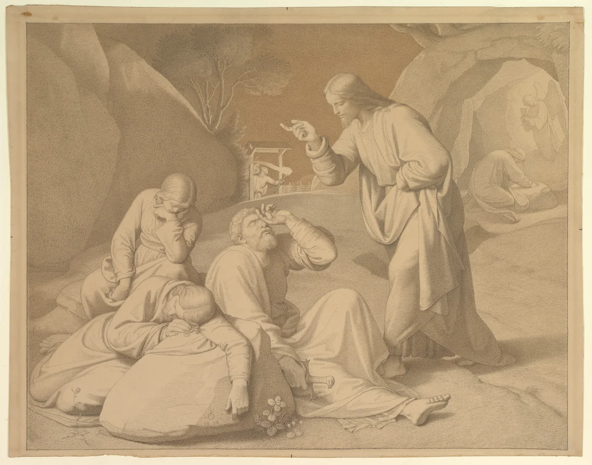 Christ in the Garden of Gethsemane by Johann Friedrich Overbeck, drawing, 1848