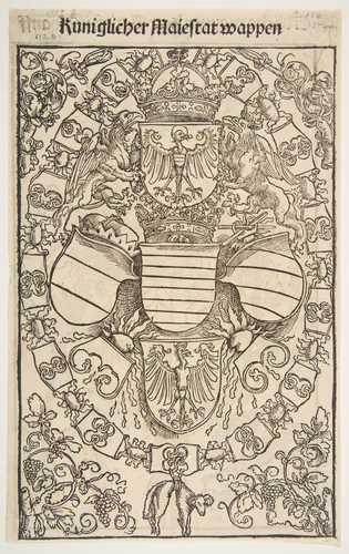 Recto: Coat of Arms of Maximilian I as King of the Romans; verso: Coat of Arms of Florian Waldauf von Waldenstein, from The Revelations of Saint Bridget by Dürer-School, print, 1502
