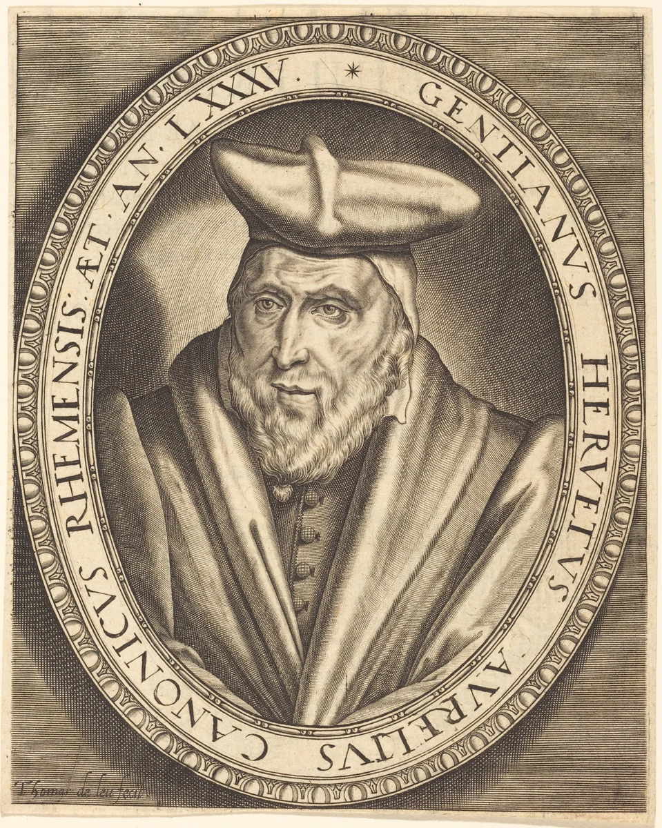 Gentien Hervet, Canon of Reims by Thomas de Leu, print, 1560-1620