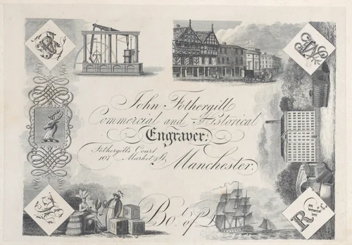 Trade Card for John Fothergill, Commercial and Historical Engraver by anonymous, print, 1800-1900