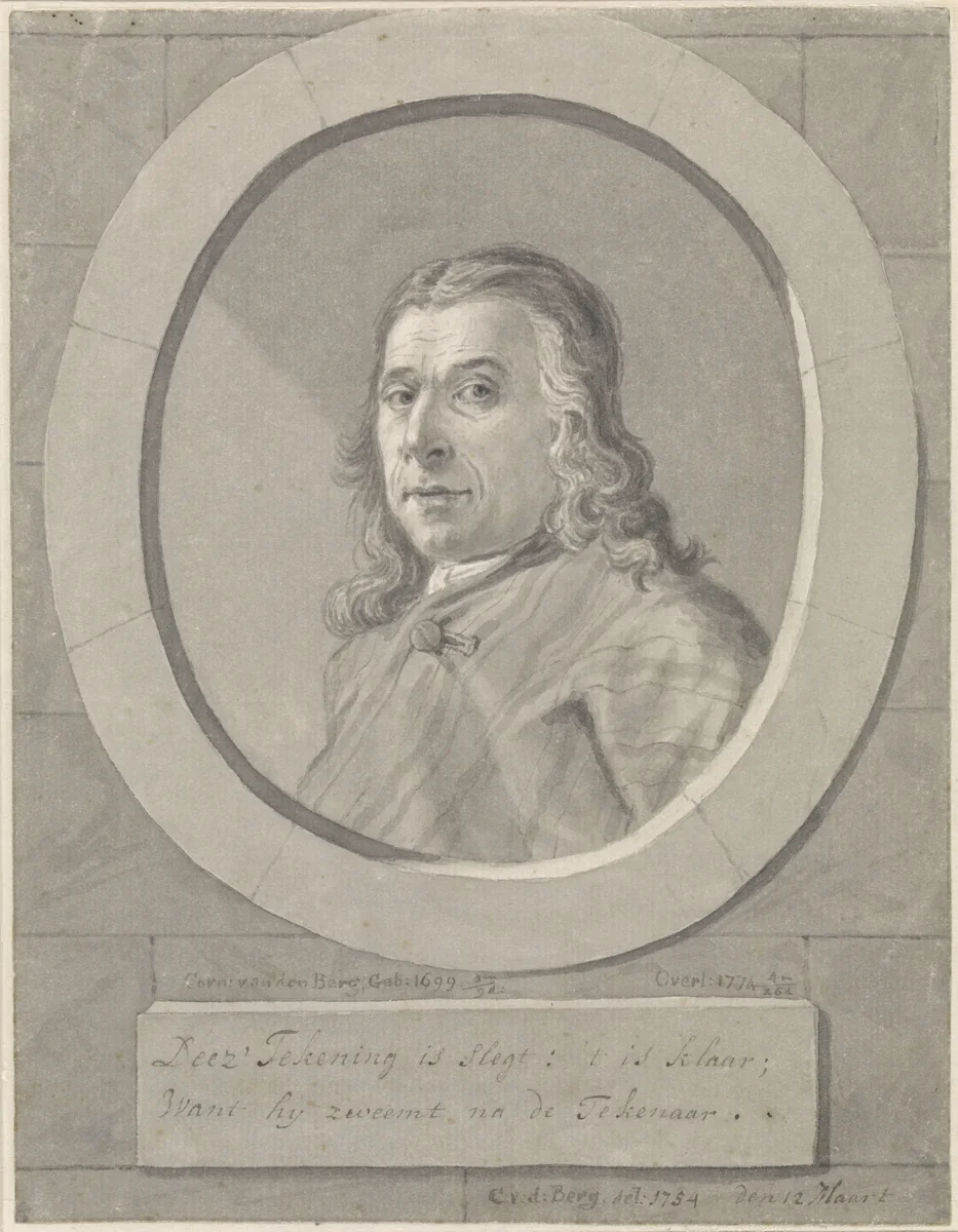 Zelfportret by Cornelis van den Berg, drawing, 1754